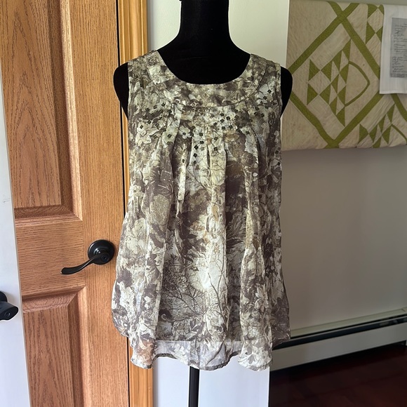 Coldwater Creek Vintage top with Floral print overlay size small - Picture 2 of 9